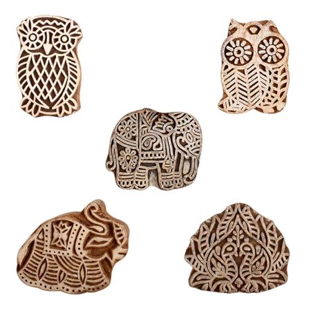 Set of 5 Piece New Mix Wooden Printing Block
